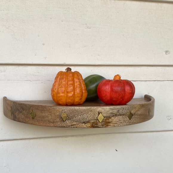 Anthropologie Wall Art Wood Floating Shelf Half Circle Gold Poshmark